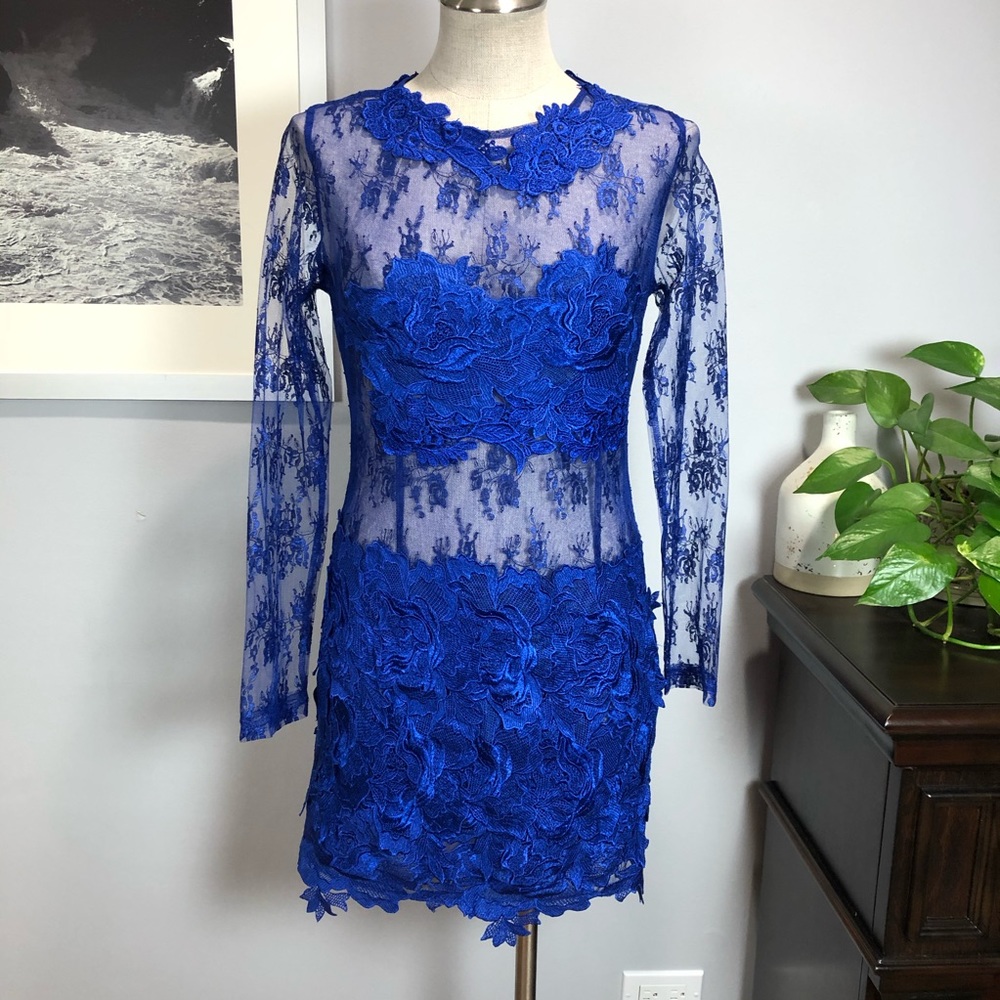 AKIRA Blue Lace Mini Dress